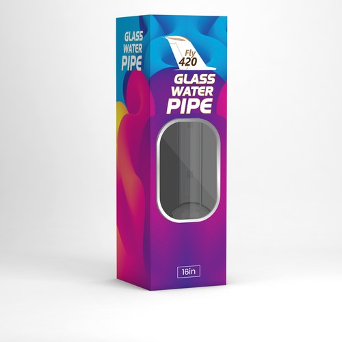 Decorative design with the title 'Impactful colorful glass waterpipe box design'