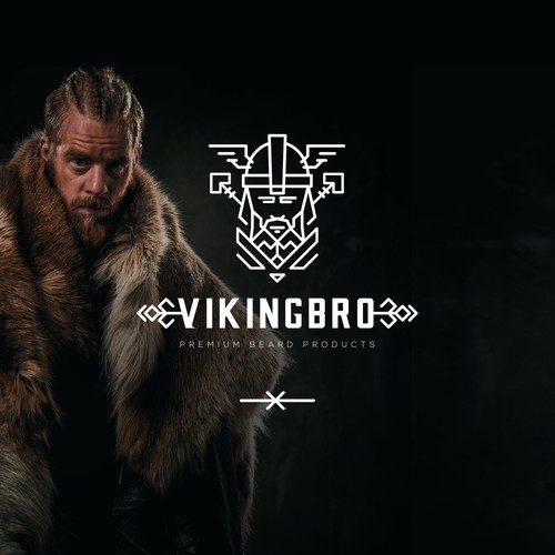 Viking ship logo with the title 'LOGO VikingBro for beard cosmetic brand'