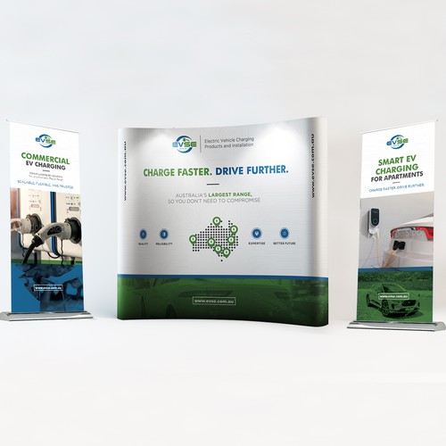 Electric design with the title 'Pop-up and Roll-up Banners for an EV company'