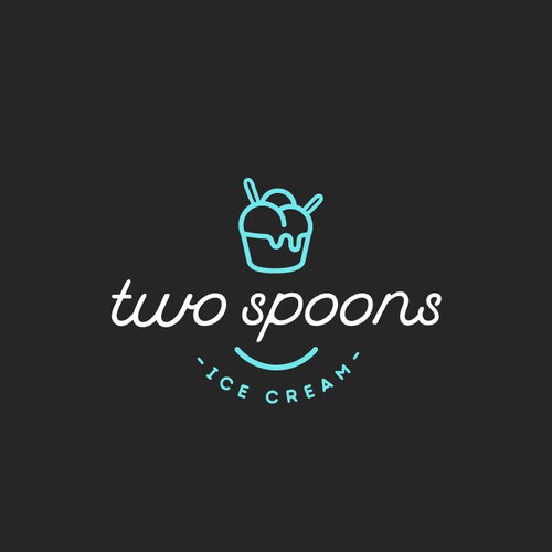 Ice cream logo with the title 'Logo for Two Spoons Ice Cream'