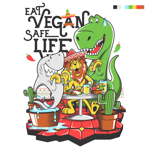 Fun t-shirt with the title 'Vegan predators having FUN together'