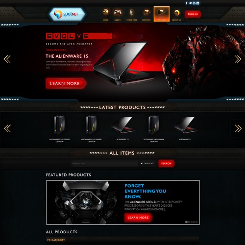 Website with the title 'Spotnet'