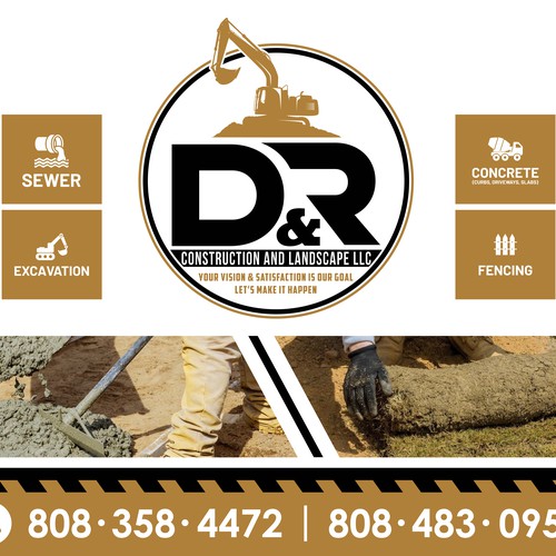 Concrete design with the title 'D & R Construction and Landscape LLC Yard Sign'