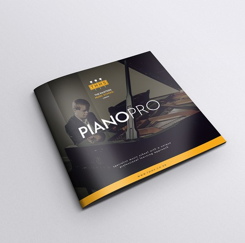 Piano design with the title 'Brochure Design'