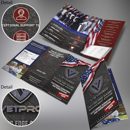 Flag design with the title 'Tri-fold brochure design for a VetPro'