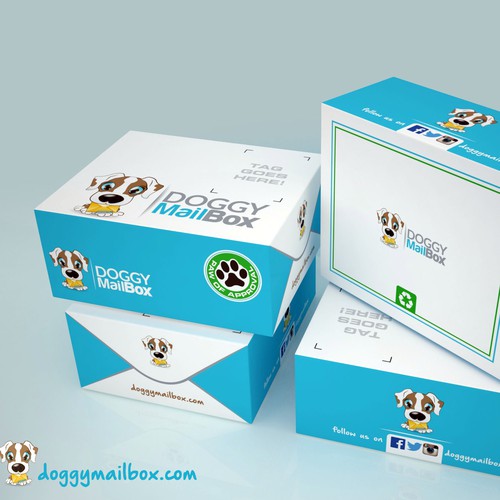 Dog packaging with the title 'Packaging for Doggy MAILBOX'