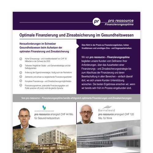 Hospital design with the title 'Flyer for financial services'