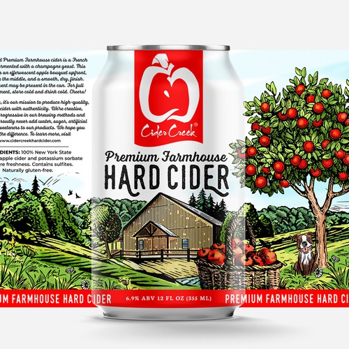 Farm label with the title 'Cider Creek HardDesign a modern - heritage hard cider label for nationally awarded cider brand'
