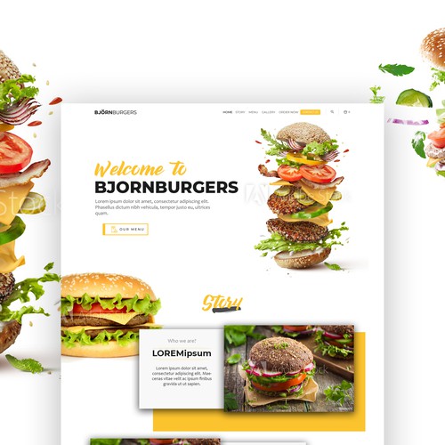 Restaurant website with the title 'Bjornburgers'