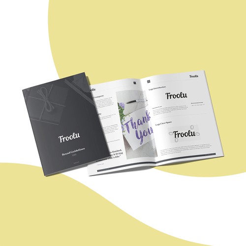 Style guide design with the title 'Brand guide for Personalized Gifts company'