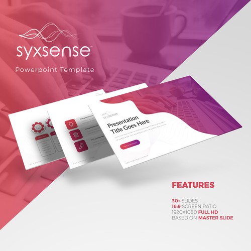 Presentation design with the title 'Syxsense Inc. Powerpoint Template Design'