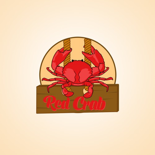 Crab logo with the title 'Logo for "Red Crab" seafood restaurant'