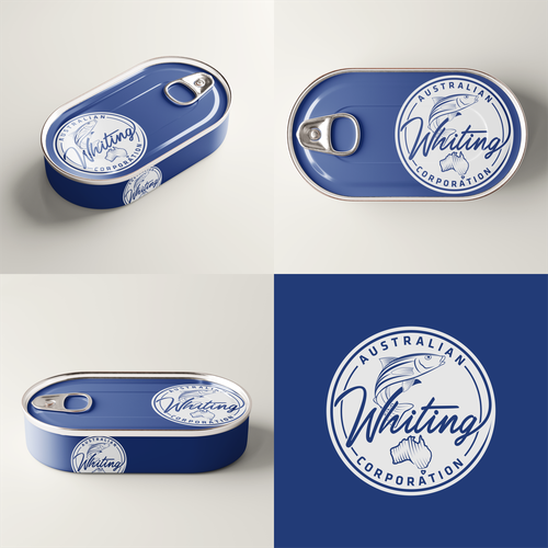 Vintage badge logo with the title 'Australian Whiting Seafood  Logo'