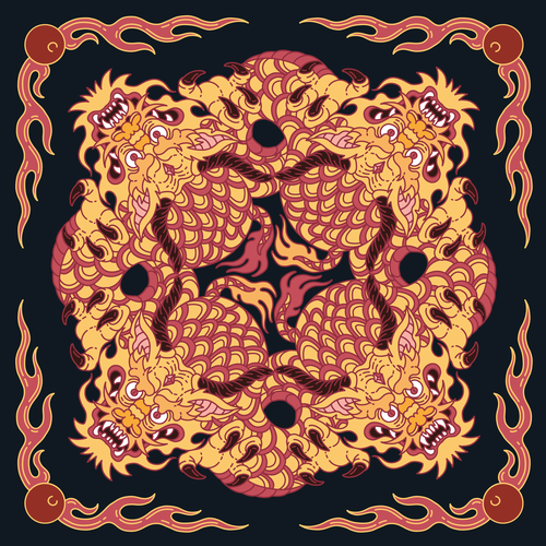 Dragon design with the title 'Fun Chinese Dragon Bandana'