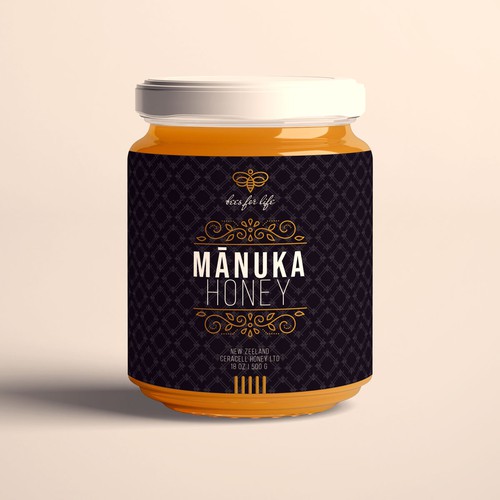 Honey label with the title 'ManukaHoney '