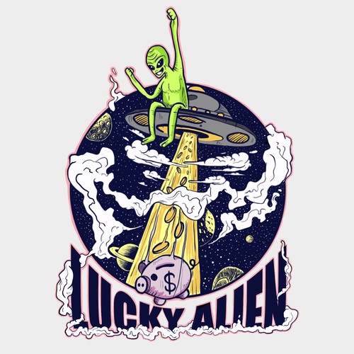 Alien t-shirt with the title 'alien luck'