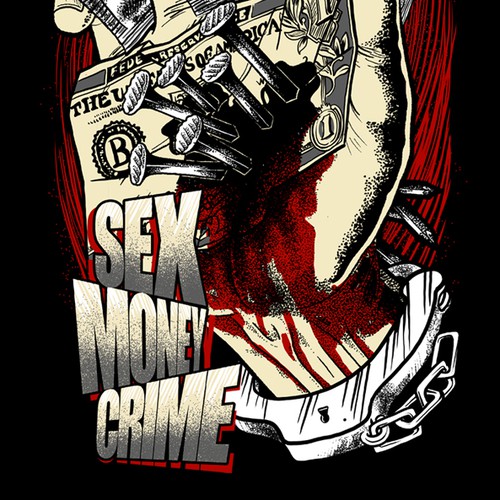 Black t-shirt with the title 'SEXMONEYLOVE'