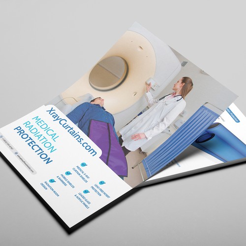 Illustrator design with the title 'X-ray Curtains Medical Brochure'