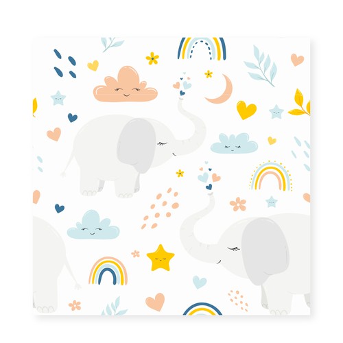 Elephant artwork with the title 'Kids playmat with animals'
