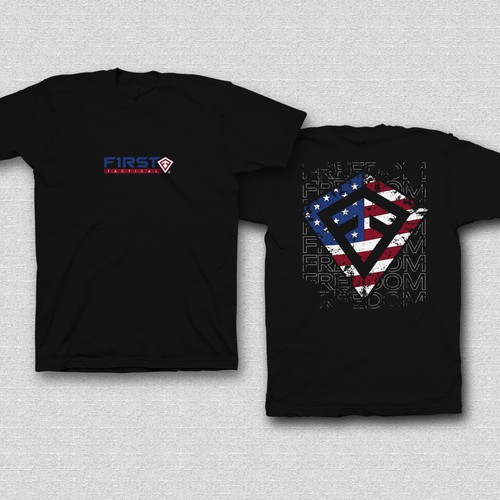 Patriotic t-shirt with the title 'First Tactical Patriotic Tees'