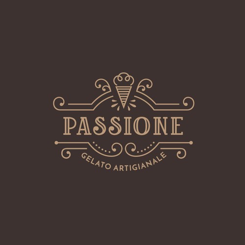 Gelato logo with the title 'Luxurious + creative logo for a gelato brand'