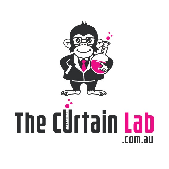 Test tube logo with the title 'Fun mascot logo for curtain company'