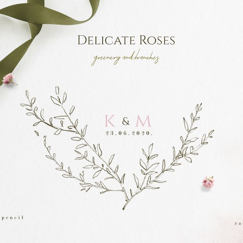 Watercolor brand with the title 'Graphite Sketche and Initials'