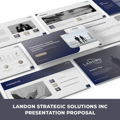 Company profile design with the title 'Landon Strategic Solutions Presentation'