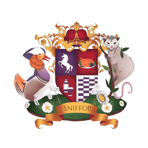 Crest illustration with the title 'Elegant Luxurious Coat Of Arms For Wedding'