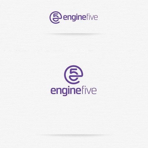 Software brand with the title 'Engine Five logo design'