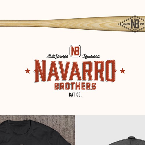 Baseball logo with the title 'Logo for Navarro Brothers Bat Co.'