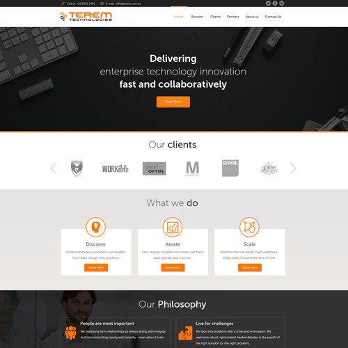 Redesigned website with the title 'Terem Technologies Proposal'