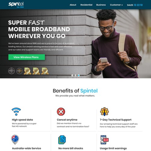 Communication website with the title 'Web design Contest Finalist'