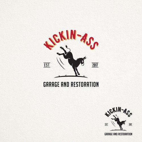 Garage design with the title 'KICKIN-ASS Logo'