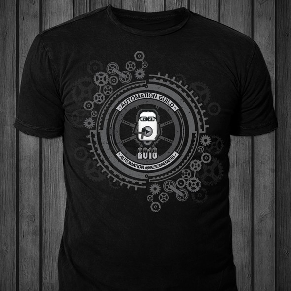 Grey t-shirt with the title 'T-shirt design for Automation Guild 2018'