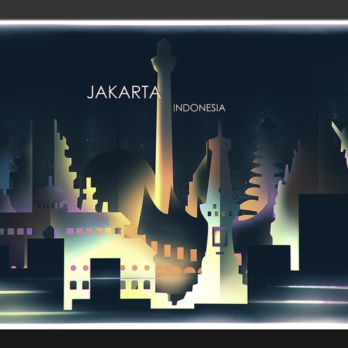 City artwork with the title 'City Skyline of Jakarta'