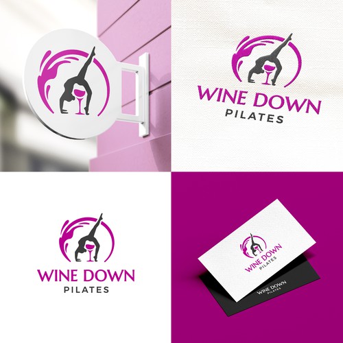 Pilates design with the title 'WINE DOWN PILATES logo'