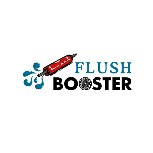 Rug logo with the title 'Flush Booster | The Rug Sucker'