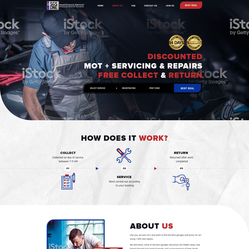 Automotive website with the title 'Web Design for Garage Services'