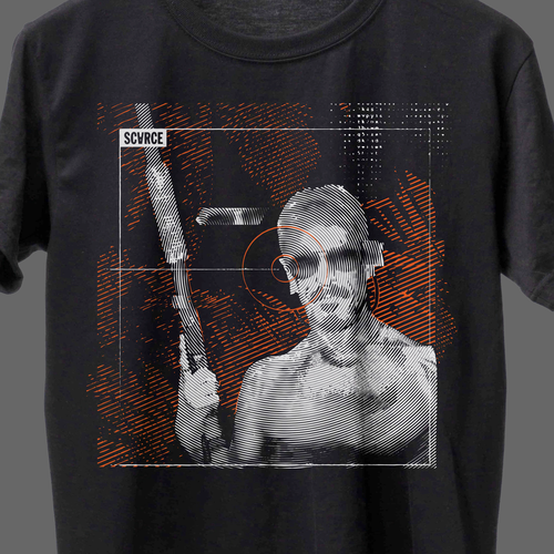 Grunge t-shirt with the title 'Cyberpunk Forest Hacker T-shirt design'