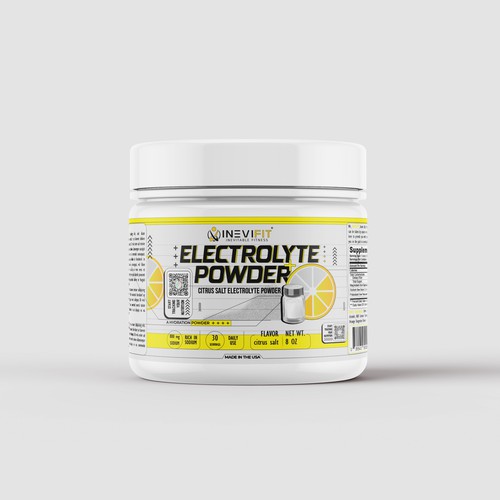 Jar packaging with the title 'Jar mockup Electrolyte powder'