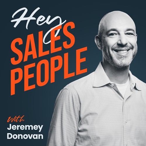 Podcast design with the title 'Hey Salespeople Podcast Cover'
