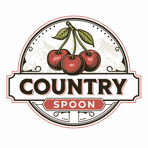 Cherry logo with the title 'Emblem logo concept for Country Spoon'