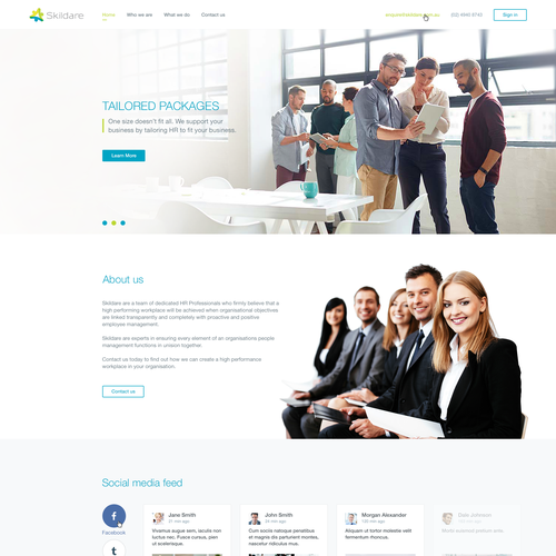 Corporate website with the title 'Homepage Design For a HR company'