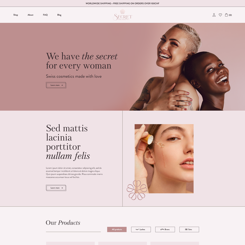 Cosmetics website with the title 'Cosmetic Serum Homepage Design'