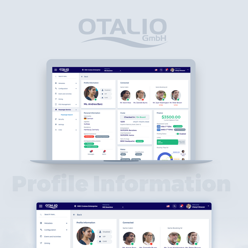 Dashboard design with the title 'Cruiser Web App'