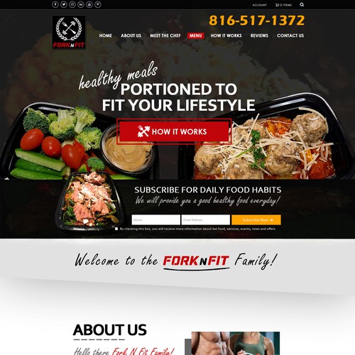 Restaurant website with the title 'fork n fit'