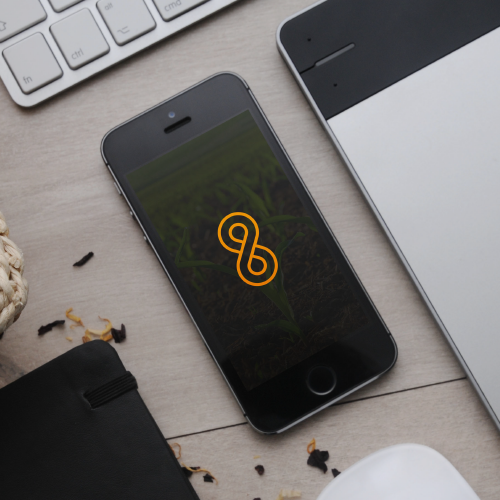 Infinity design with the title 'Simple and Clean logo for AMBER8'