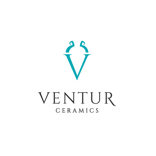 Turquoise logo with the title 'Logo Ventur Ceramics'