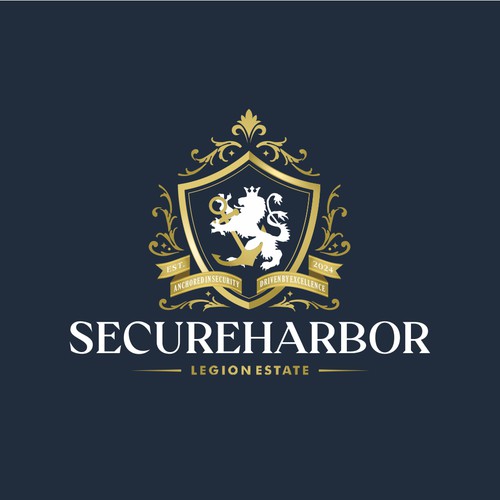 Heraldic logo with the title 'SECUREHARBOR Logo Design Concept'